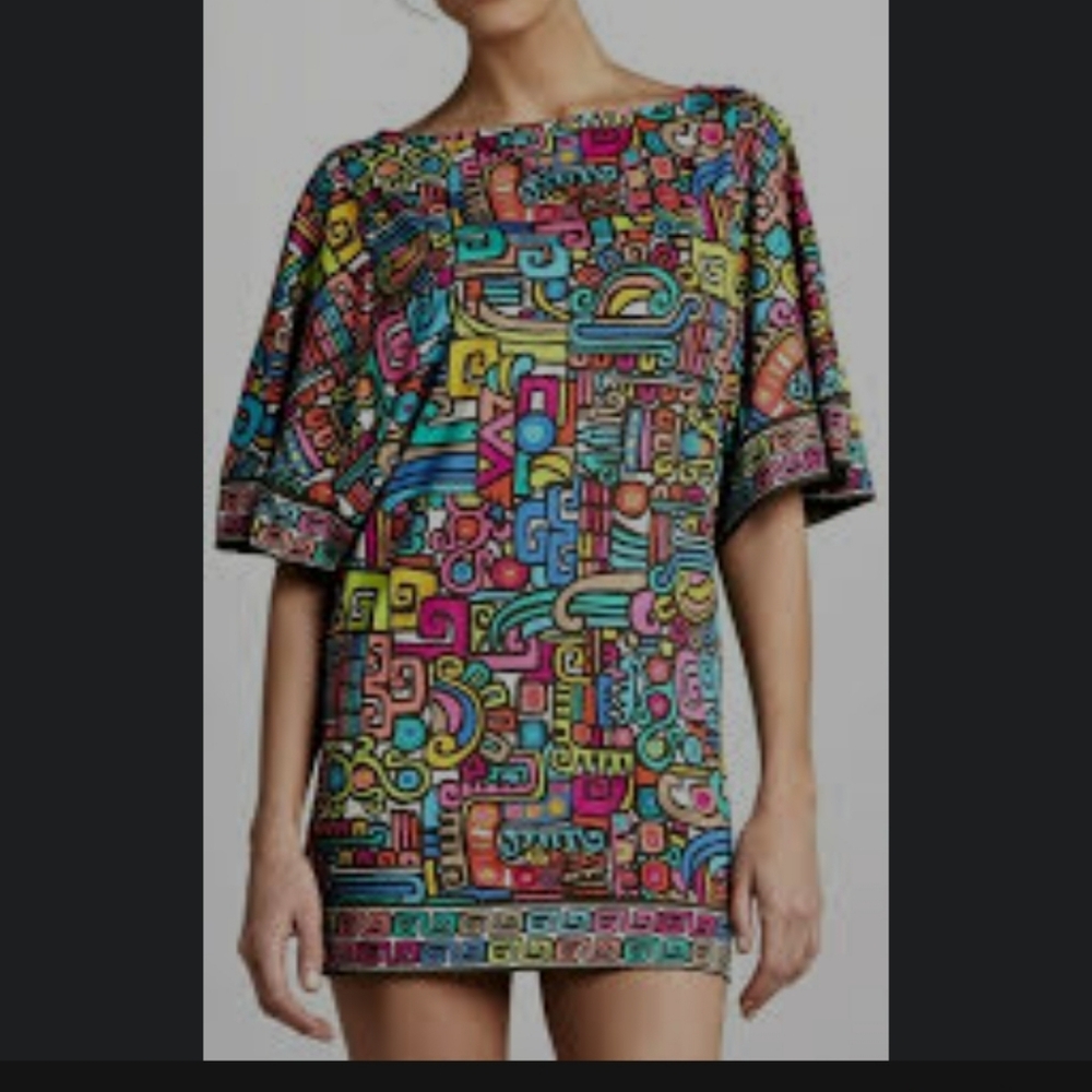 Trina Turk Multicolor Geometric Print Shift Dress